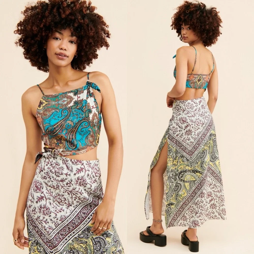 Free People Ingrid Midi Dress in Daylight Combo